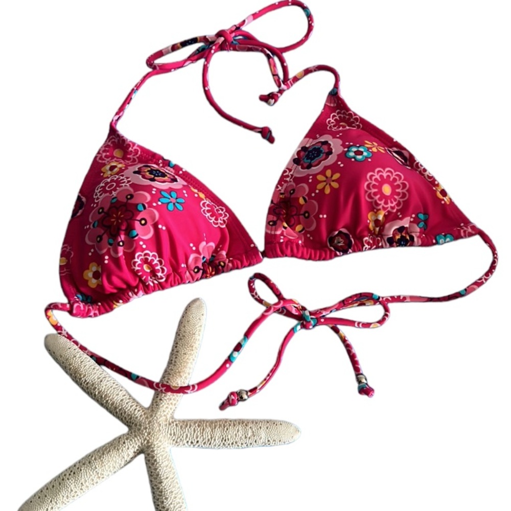 SALE ๐ท New Juniors Dark Pink Flower Bikini Top - Picture 12 of 13